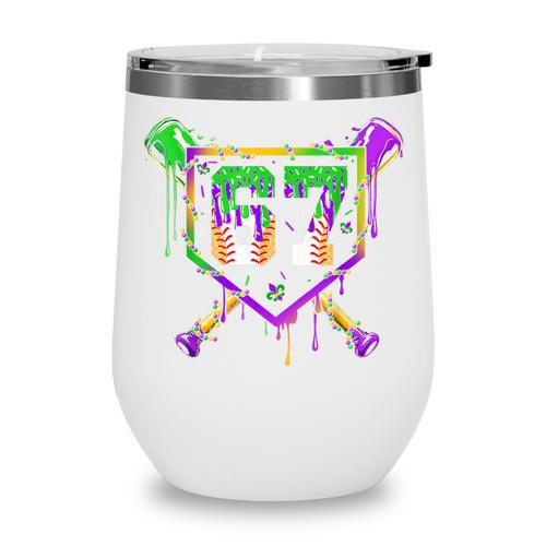 Six Seven Mardi Gras Baseball Sports Party Wine Tumbler - Sportilla