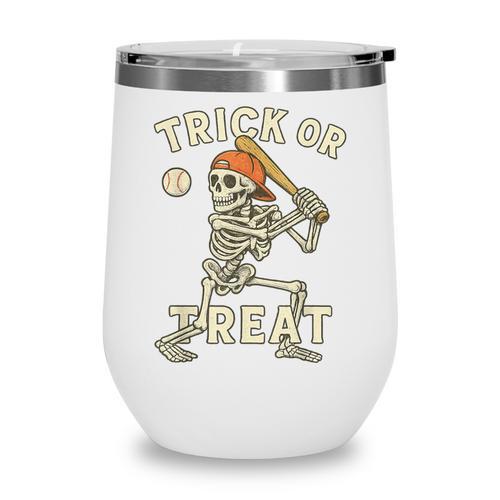 Skeleton Baseball Halloween Costume Men Boys Kids Tee Wine Tumbler - Sportilla