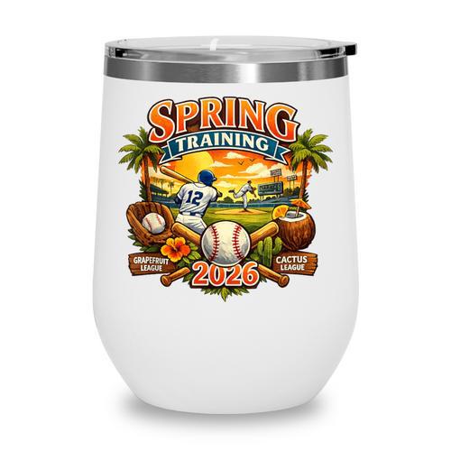 Spring Training 2026 Baseball Vintage Sunset Wine Tumbler - Sportilla