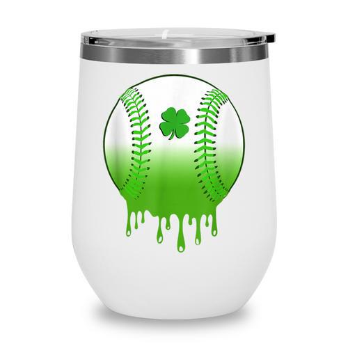 St Patricks Day Shamrock Baseball Irish Boys Kids Men Wine Tumbler - Sportilla