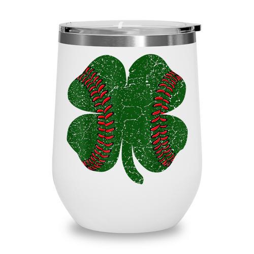 St Patricks Day Shamrock Baseball Saint Paddy's Wine Tumbler - Sportilla