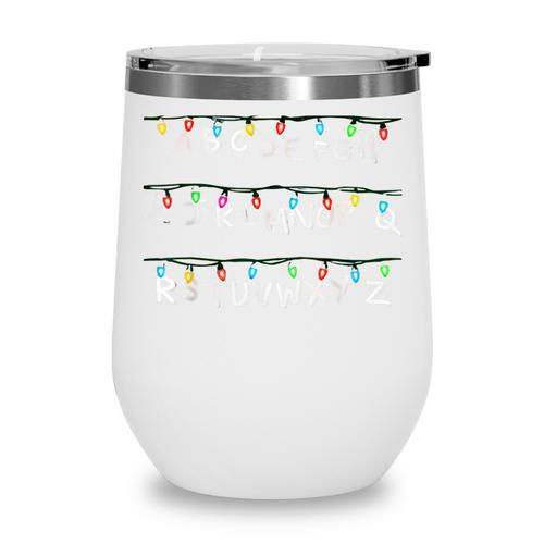 Stranger Wall Alphabet Lights Spooky Back To School Wine Tumbler - Savourry
