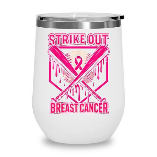 Strike Out Breast Cancer Baseball Ice Cream Drip Wine Tumbler - Sportilla