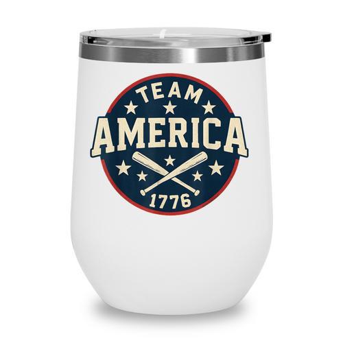 Team America 1776 4th Of July Patriotic Baseball Wine Tumbler - Sportilla