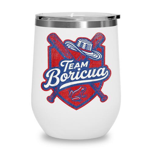 Team Boricua Puerto Rico Baseball Coqui Frog Pava Hat Fan Wine Tumbler - Sportilla