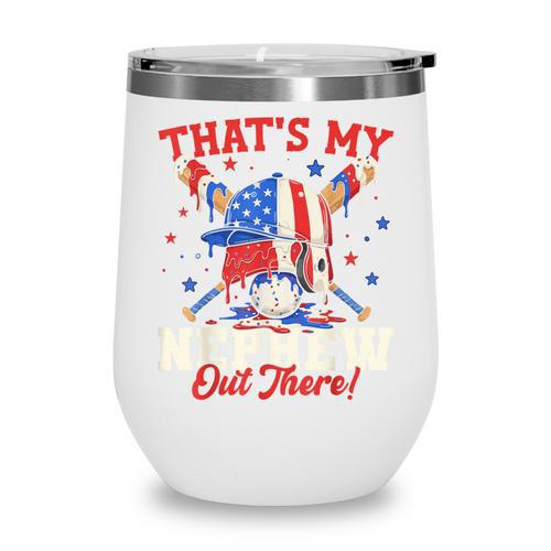 That's My Nephew Out There Baseball Cream Drip Crossed Bat Wine Tumbler - Sportilla