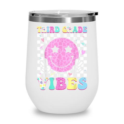 Third Grade Vibes Groovy Back To School 3rd Grade Girls Kids Wine Tumbler - Savourry