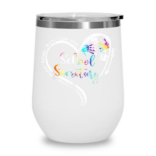 Tie Dye Heart School Secretary Life Tee Cute Back To School Wine Tumbler - Savourry