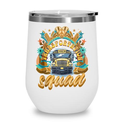 Transportation Squad Retro Bus Aide Back To School Matching Wine Tumbler - Savourry