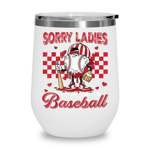 Valentine My Heart Belongs Baseball Lover Boy Men Wine Tumbler - Sportilla
