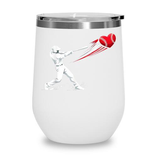 Valentines Day Baseball Batter Silhouette Heart Wine Tumbler - Sportilla
