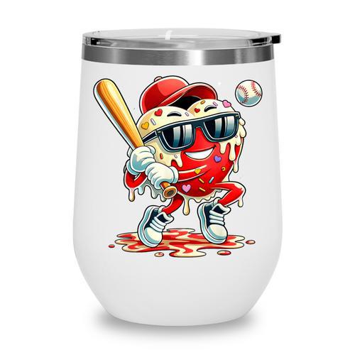 Valentines Day Heart Baseball Drip Ice Cream Boys Kids Men Wine Tumbler - Sportilla