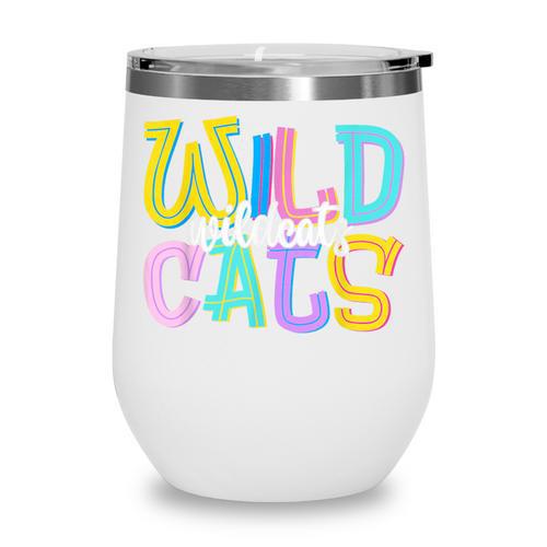 Wildcats School Spirit Groovy Back To School Girls Wine Tumbler - Savourry