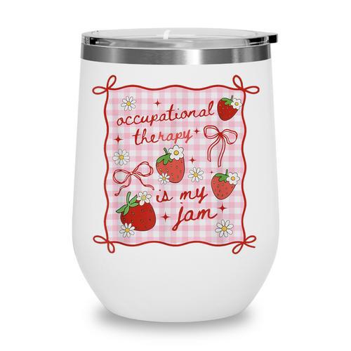 Women Occupational Therapy Cute Strawberry OT Back To School Wine Tumbler - Savourry