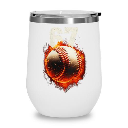 Women's 67 Baseball Boys Birthday Teens Six Seven Brainrot Wine Tumbler - Sportilla