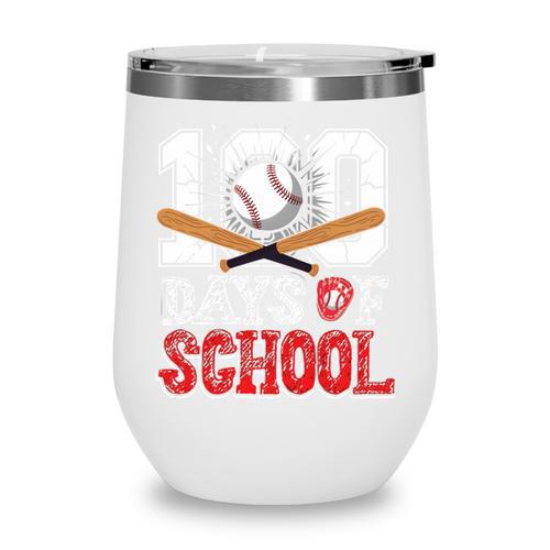 100 Days Of School Baseball 100 Days Smarter Boys Student Wine Tumbler - Sportilla