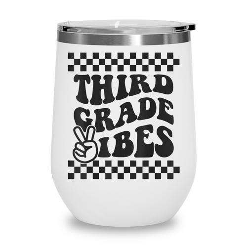 1st Day Of 3rd Grade Vibes Retro Girls Back To School Boys Wine Tumbler - Savourry