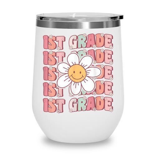 70s Groovy 1st Grade Back To School First Day Of First Grade Wine Tumbler - Savourry