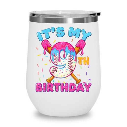 9th Birthday Baseball 9 Year Old Ice Cream Drip Boy Baseball Premium Tri-Blend Wine Tumbler - Sportilla