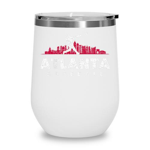 Atlanta Baseball Vintage Player Minimalist Skyline Retro Wine Tumbler - Sportilla