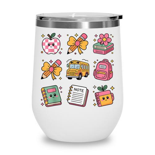 Back To School Coquette Bow First Day Of School Toddler Girl Wine Tumbler - Savourry