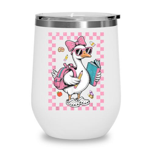 Back To School Goose First Day Of School Boy Girl Wine Tumbler - Savourry
