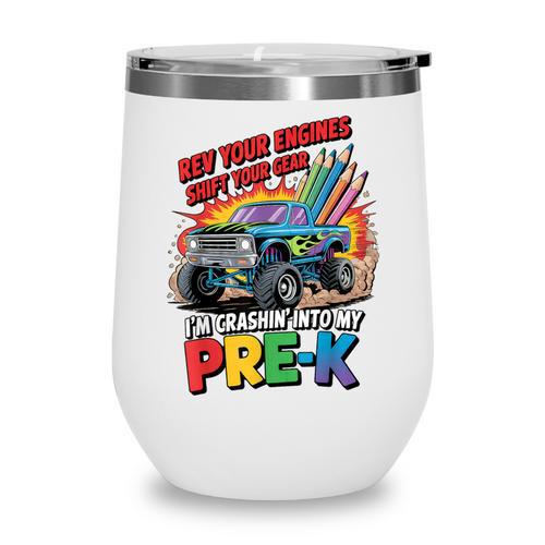 Back To School Pre-K Preschool Monster Truck First Day Boys Wine Tumbler - Savourry
