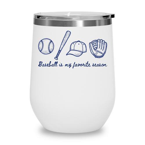 Baseball Is My Favorite Season Sports Minimalist Line Art Wine Tumbler - Sportilla