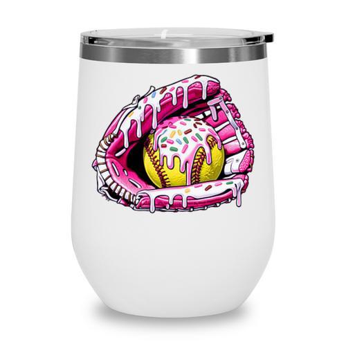 Baseball Glove Drip Shirt Ice Cream Dripping Girls Pocket Premium Wine Tumbler - Sportilla