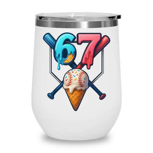 Baseball Ice Cream Drip 67 Six Seven Gen Alpha Slang Meme Wine Tumbler - Sportilla