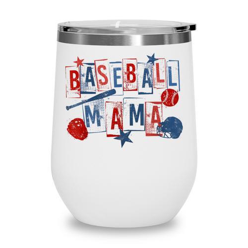 Baseball Mama Mom Mother Vintage Game Day Wine Tumbler - Sportilla