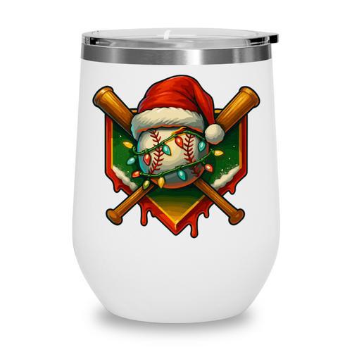 Baseball Xmas Christmas Baseball Ice Cream Drip Boys Wine Tumbler - Sportilla