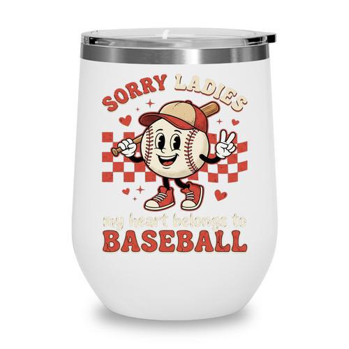 Boys & Women Men Baseball Valentine With Hearts Sporty Love Wine Tumbler - Sportilla