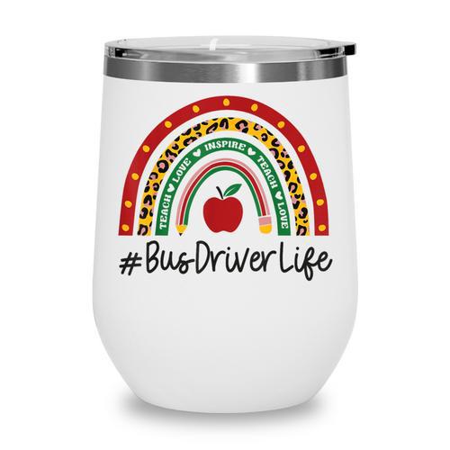 Bus Driver Rainbow Appreciation Day Hello Back To School Wine Tumbler - Savourry