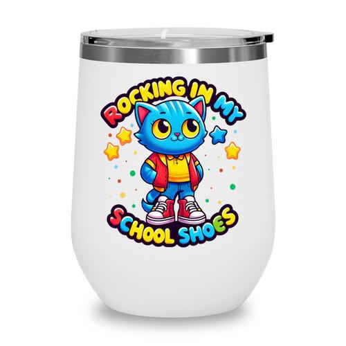 Cat Rocking In My School Shoes Fun Back To School Kids Boys Performance Wine Tumbler - Savourry