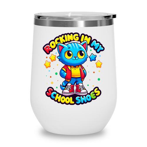 Cat Rocking In My School Shoes Fun Back To School Kids Boys Premium Tri-Blend Wine Tumbler - Savourry