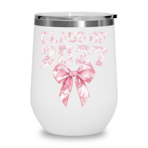 Class Of 2027 Preppy Coquette Bow Back To School Graduation Premium Tri-Blend Wine Tumbler - Savourry