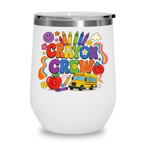 Crayon Crew Cute Back To School Vibes Student Wine Tumbler - Savourry