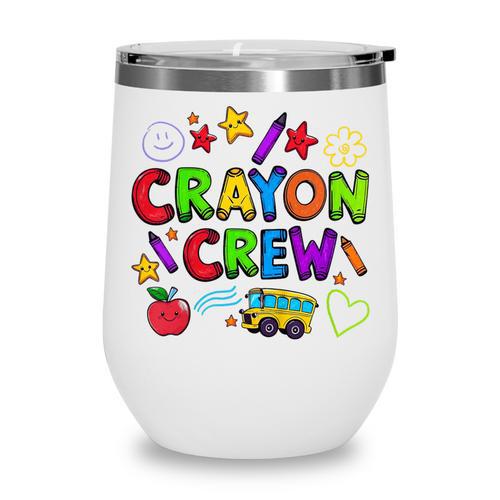 Crayon Crew Cute Back To School Wine Tumbler - Savourry