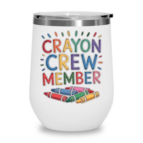 Crayon Crew Member Back To School Coloring Art Classes Wine Tumbler - Savourry