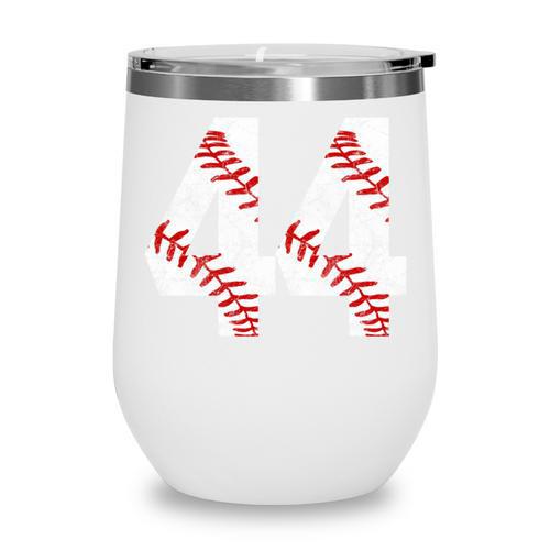 Distressed Baseball Number 44 Jersey Uniform Player Fan Wine Tumbler - Sportilla