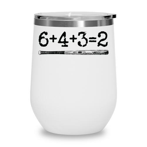 Double Play 6 4 3 2 Vintage Baseball Math Softball Player Premium Tri-Blend Wine Tumbler - Sportilla