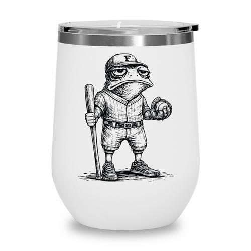 Frog Basketbal Men Women Grumpy Frog Playing Baseball Wine Tumbler - Sportilla