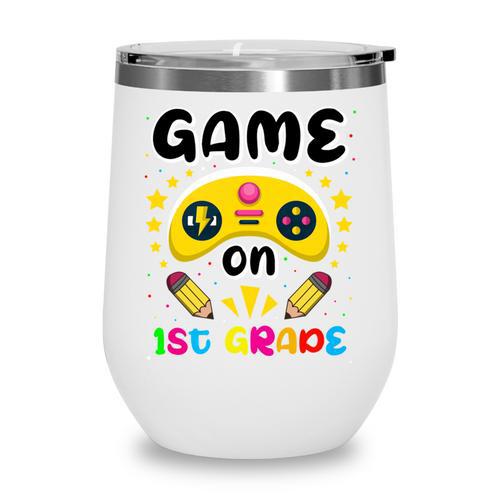 Game On 1st Grade Cute Video Gamer Back To School 2026 Kids Wine Tumbler - Savourry
