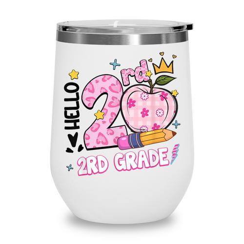 Hello Second 2nd Grade Leopard Tie Dye Girl Back To School Wine Tumbler - Savourry
