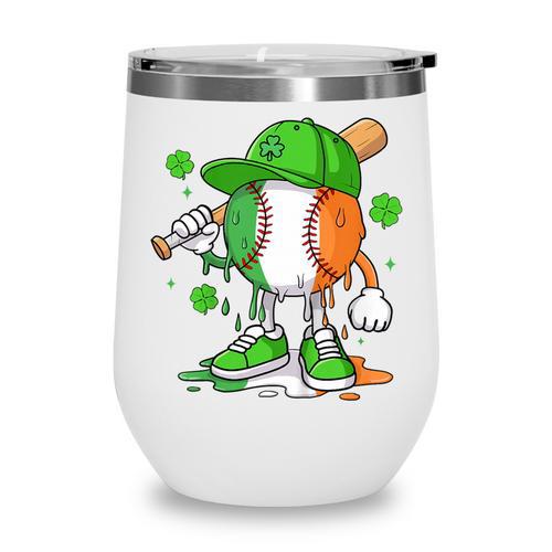 Kids Boys St Patricks Day Irish Flag Kids Baseball Ice Cream Drip Wine Tumbler - Sportilla