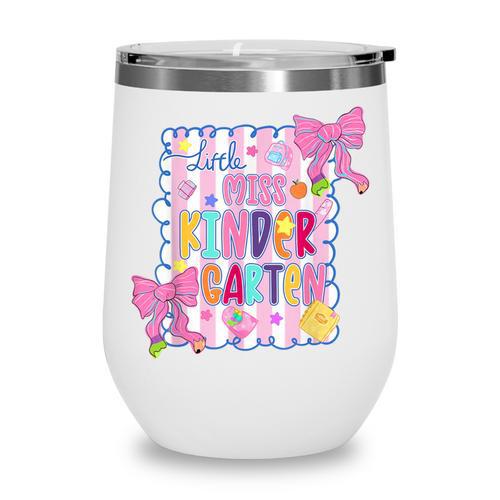 Little Miss Kindergarten Kids Girls Coquette Back To School Wine Tumbler - Savourry