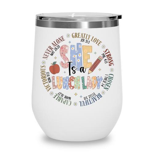 Lunch Lady God Says Bible Verse Christian Back To School Wine Tumbler - Savourry