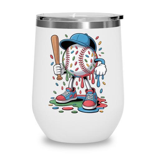 Melting Slime Sprinkle Baseball Mascot With Bat Wine Tumbler - Sportilla