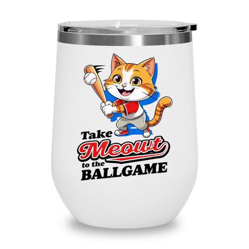 Take Meowt To The Ball Game Tee Slugger Cat Baseball Wine Tumbler - Sportilla
